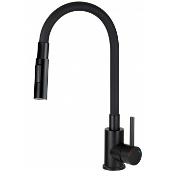 Kitchen faucet with bent spout - 2 types of spray