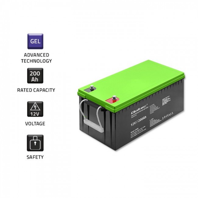 Qoltec 53083 Gel battery | 12V | 200AH