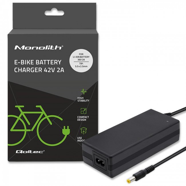 Qoltec 50761 Charger for e-bike batteries 36V | 42V | 2A | 5.5*2.5 Qoltec 50761 Charger for e-bike batteries 36V | 42V | 2A | 5.5*2.5