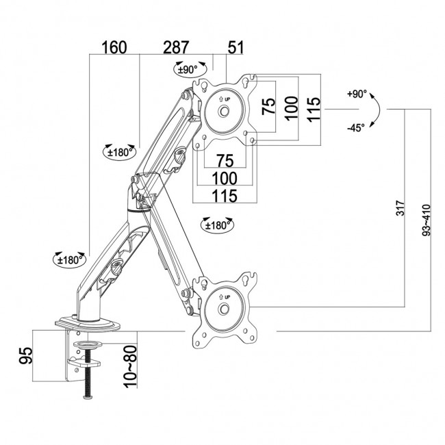 Maclean MC-860N Monitor Mount, with Gas Spring, 13