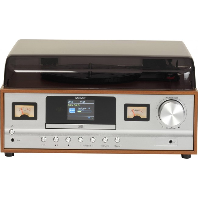 Denver MRD-52 retro stereo system with light wood turntable