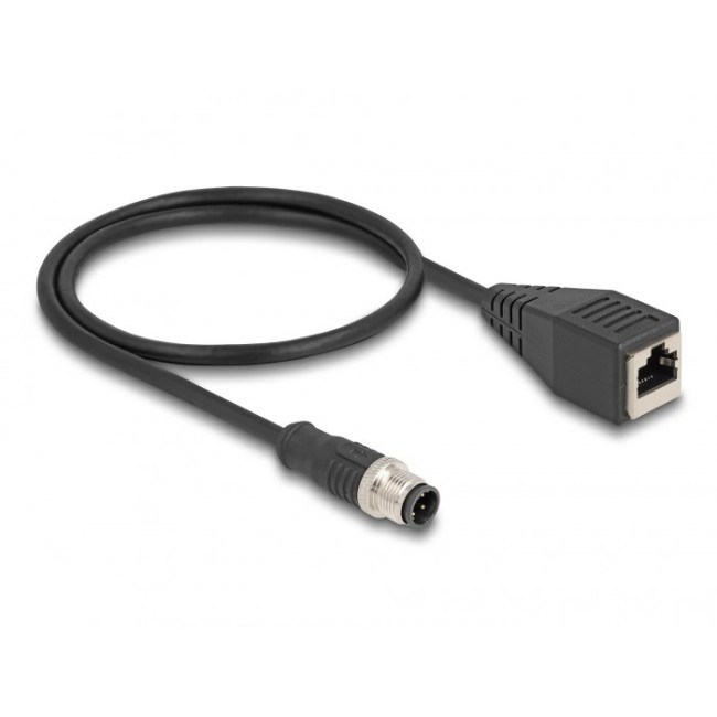 DeLOCK M12 Adapter Cable D-coded 4 pin male to RJ45 female 50 cm