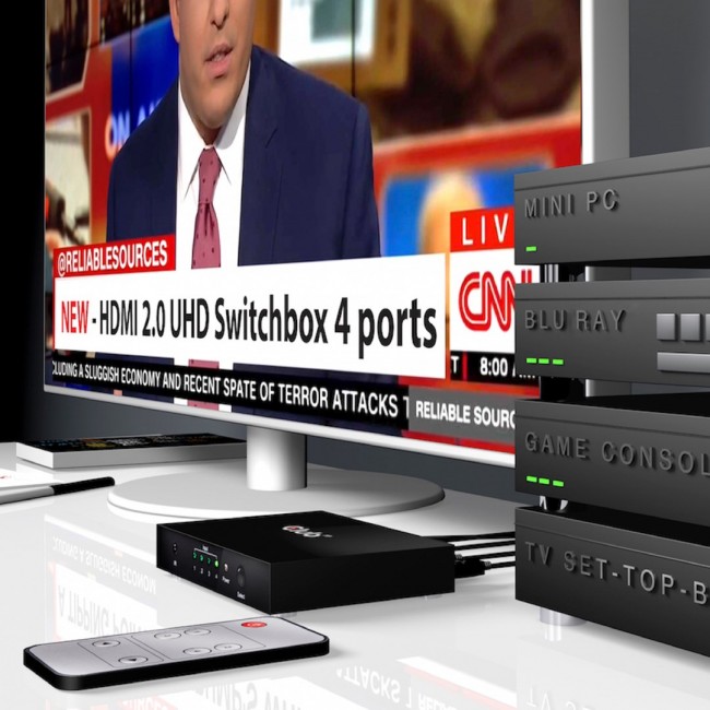 CLUB3D HDMI 2.0 UHD 4K60Hz SwitchBox 4 ports and included IR Remote control