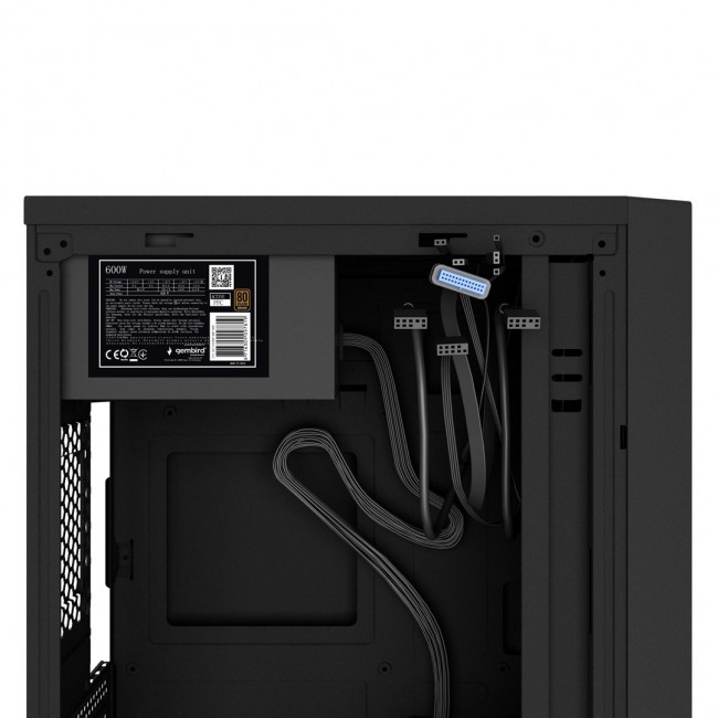 Gembird CCC-FC-K170-600W Office computer case Fornax K170, mATX, black + 600W 80PLUS bronze PSU