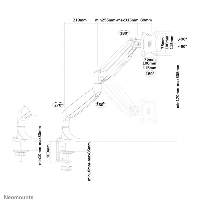Neomounts NM-D750BLACK Monitor arm 10-32 Neomounts NM-D750BLACK Monitor arm 10-32