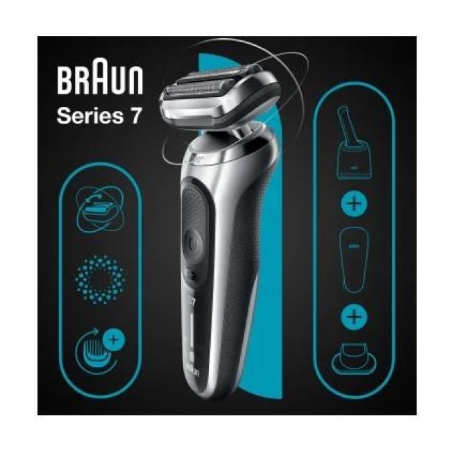 Braun Series 7 71-S7200cc Foil shaver Trimmer Black, Silver