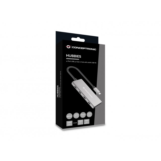 Conceptronic HUBBIES16G interface hub USB 3.2 Gen 2 (3.1 Gen 2) Type-C 10000 Mbit/s Grey