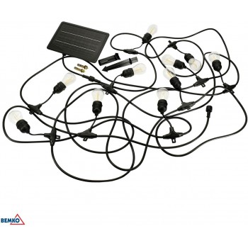 SOLARNA GIRLANDA OGRODOWA LED BEMKO SOLBEE 3W 3000K 10SZT 10M IP65 CZARNA C83-SOB-003BL-3K