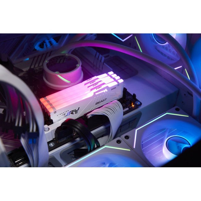 Kingston Technology FURY Beast 128GB 5600MT/s DDR5 CL40 DIMM (Kit of 4) White RGB XMP Kingston Technology FURY Beast 128GB 5600MT/s DDR5 CL40 DIMM (Kit of 4) White RGB XMP