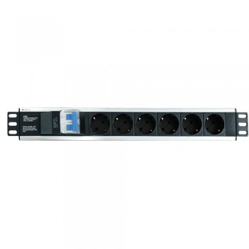 Techly I-CASE STRIP-16SH power distribution unit (PDU) 6 AC outlet(s) 1.5U Black, Silver