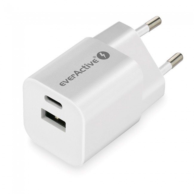everActive GaN SC-390Q wall charger with USB QC3.0 socket and USB-C PD PPS 30W
