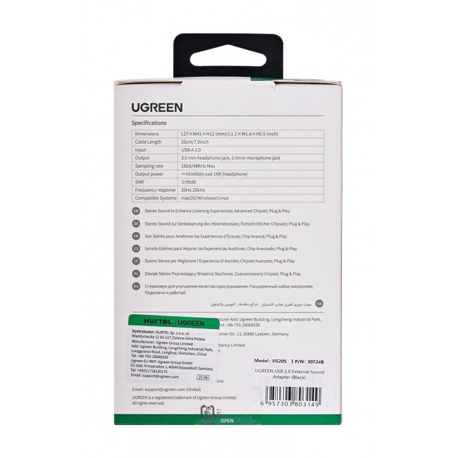 Ugreen 30724 audio card 2.0 channels USB