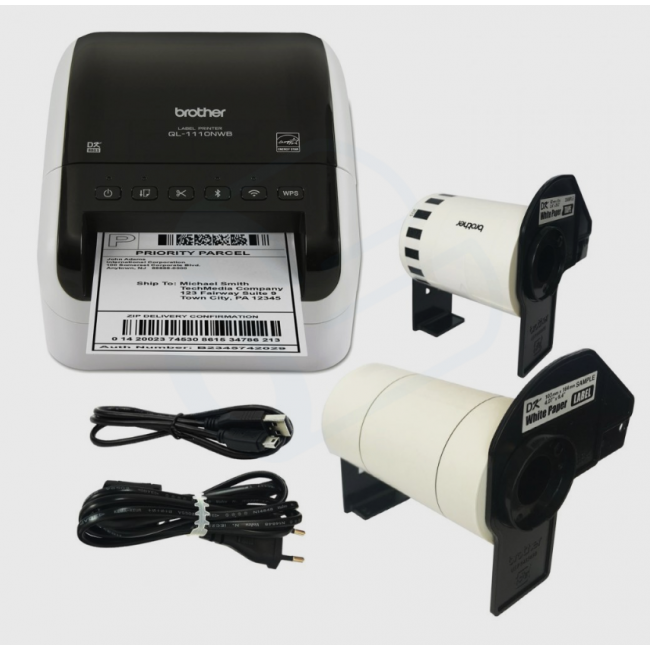 Brother QL-1110NWB, DK, Direct thermal, 300 x 300 DPI, 110 mm/sec, Wired & Wireless, Black, White Brother QL-1110NWB, DK, Direct thermal, 300 x 300 DPI, 110 mm/sec, Wired & Wireless, Black, White