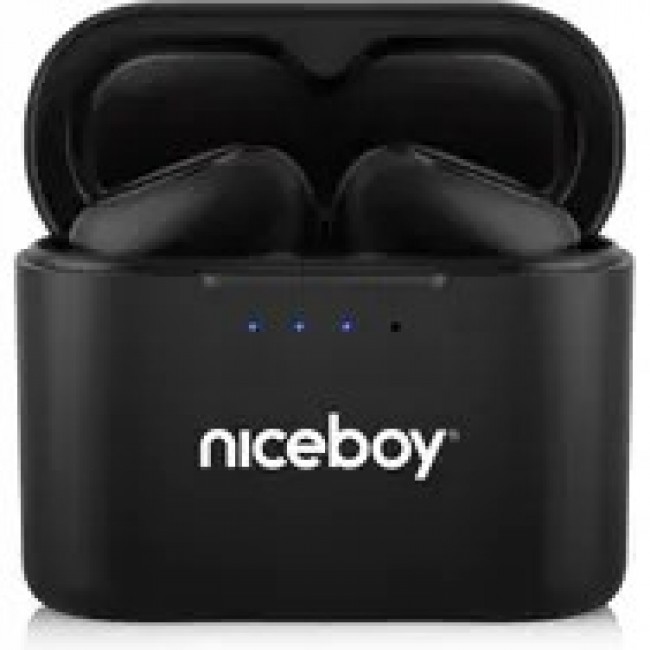 Niceboy HIVE Podsie 4 czarne / S uchawki bezprzewodowe z mikrofonem / TWS / Bluetooth 5.4 / IP54 / etui adujące