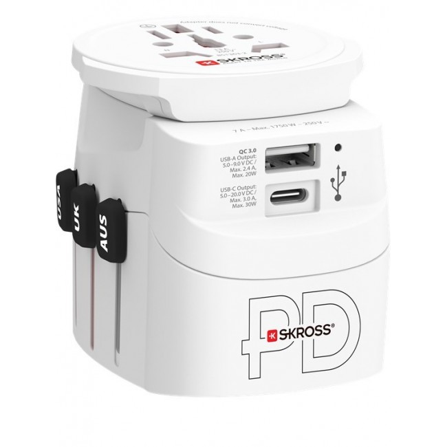Adapter SKROSS Pro Light USB AC30PD World, white