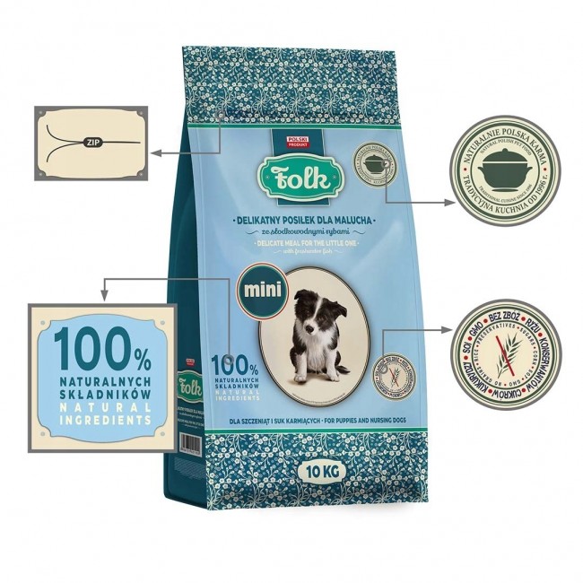 FOLK Delicate meal for puppies with freshwater fish Mini - dry dog food - 10kg