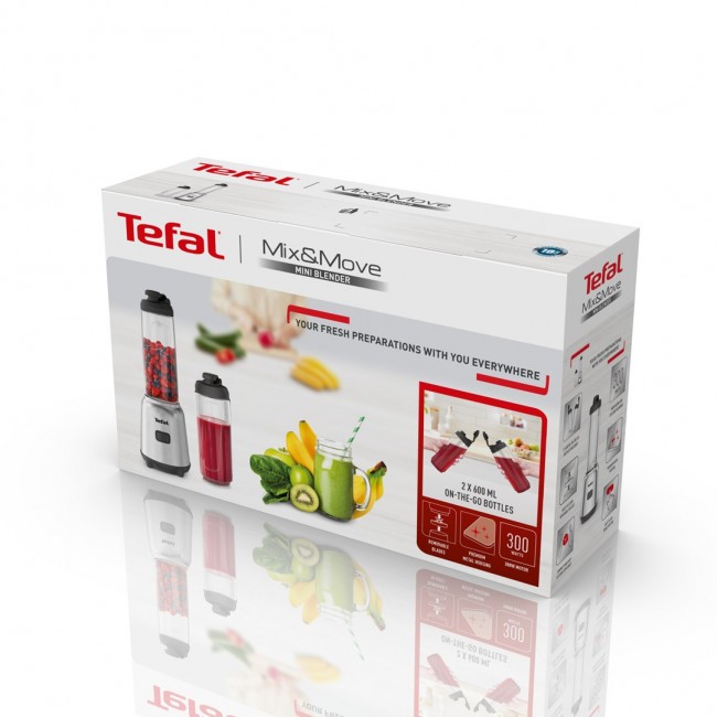 Tefal Mix&Move BL15FD 0.6 L Tabletop blender 300 W Stainless steel Tefal Mix&Move BL15FD 0.6 L Tabletop blender 300 W Stainless steel