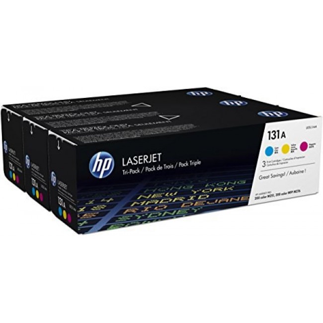 HP 131A 3-pack Cyan/Magenta/Yellow Original LaserJet Toner Cartridges HP 131A 3-pack Cyan/Magenta/Yellow Original LaserJet Toner Cartridges
