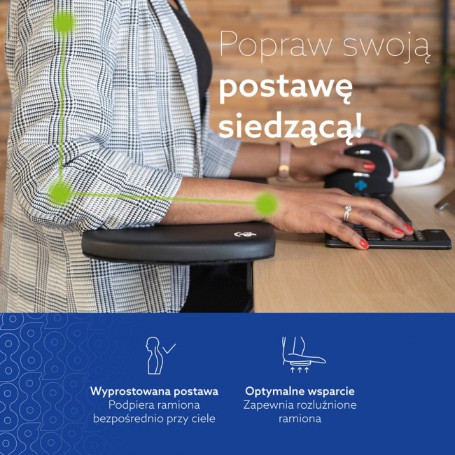 R-Go Tools Armrest R-Go, ergonomic, symmetrical, with abdominal cutout, soft foam, black