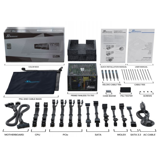 Seasonic PRIME Fanless TX power supply unit 700 W 20+4 pin ATX ATX Black