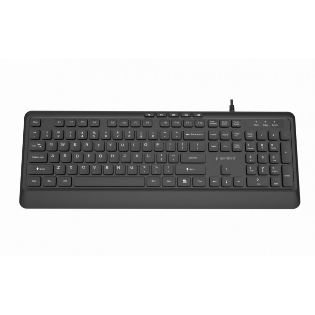 Gembird KB-MCH-05 Slim wired multimedia keyboard, black, US layout