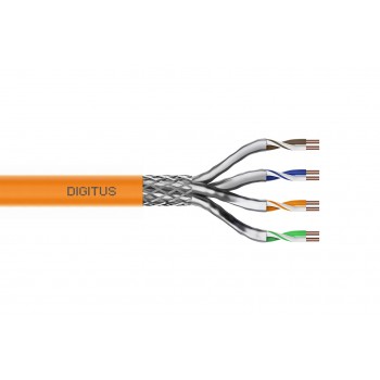 DIGITUS Cat.7 Installation Cable, S/FTP, B2ca, AWG 23/1, LSOH, 100m, orange