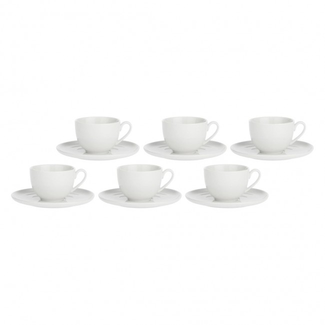 Set of 6 Corte Saucer Tea Cups - White, 200 ml