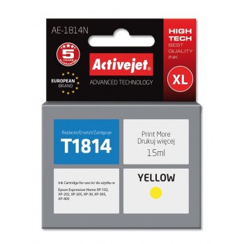 Activejet AE-1814N Ink (replacement for Epson 18XL T1814 Supreme 15 ml yellow)