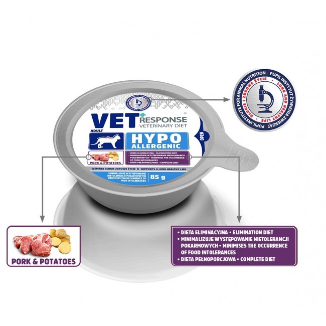 VET RESPONSE Hypoallergenic Pork - wet cat food - 85g