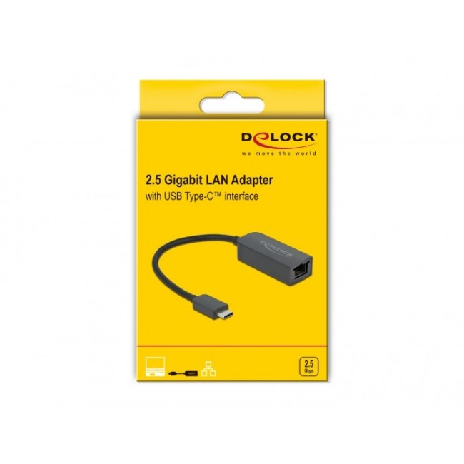 DeLOCK Adapter USB Type-C male to 2.5 Gigabit LAN compact