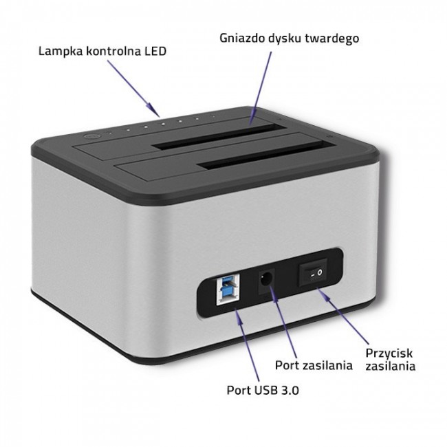 Qoltec 5316 2x HDD / SSD docking station | 2.5 