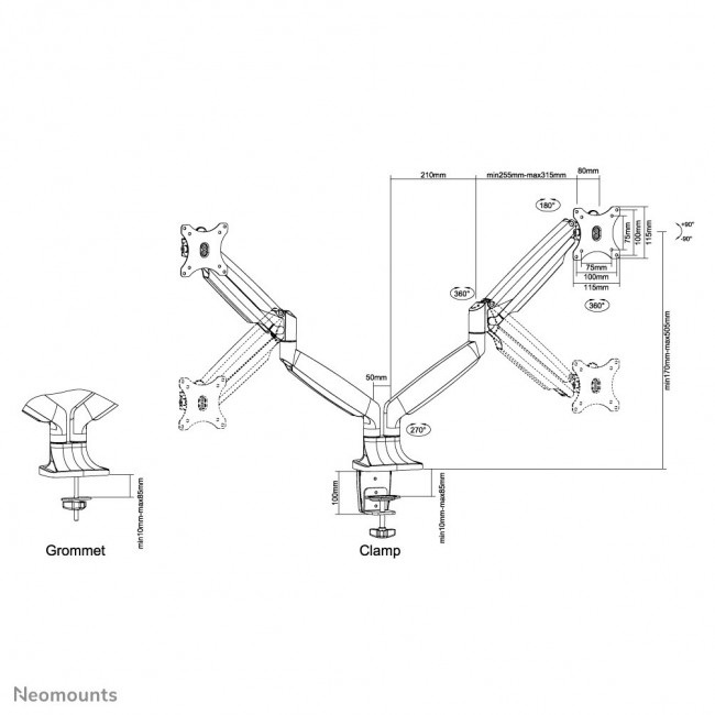 Neomounts NM-D750DWHITE Monitor arm 10-32 Neomounts NM-D750DWHITE Monitor arm 10-32