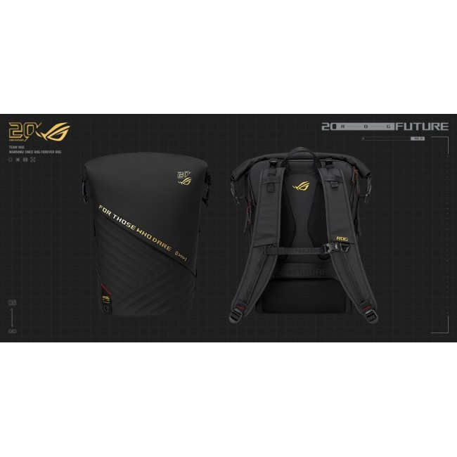 ASUS ROG SLASH Edition 20 backpack Roll top backpack Black Polyester, PU leather