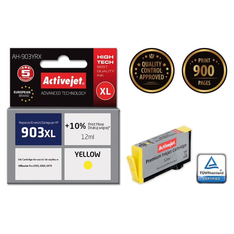 Activejet AH-903YRX Ink (replacement for HP 903XL T6M11AE Premium 12 ml yellow)