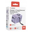 Verbatim Charge 'n' Travel 100W Universal Travel Adapter with retractable cable Purple