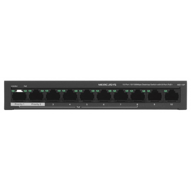 Mercusys 10-Port 10/100Mbps Desktop Switch with 8-Port PoE+