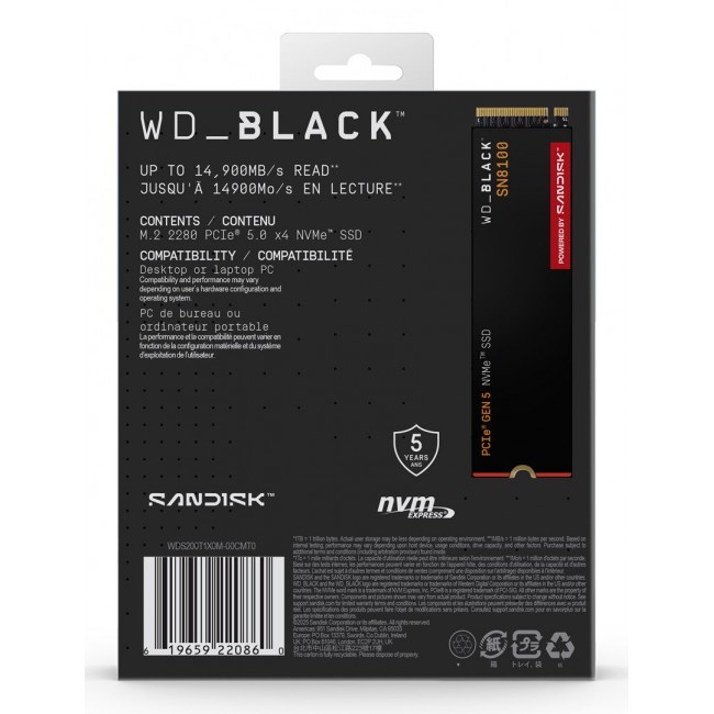Western Digital Black WD_BLACK SN8100 NVMe SSD POWERED BY SANDISK 2 TB