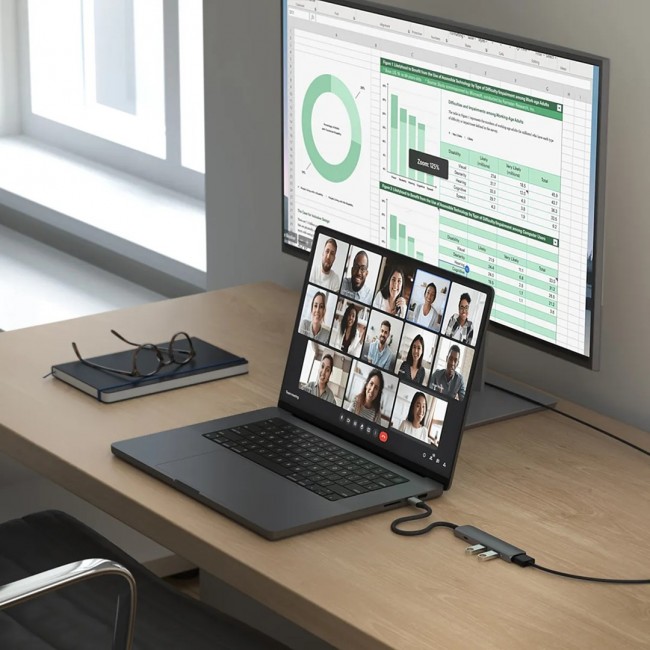 Satechi ST-P4SM interface hub USB Type-C 10000 Mbit/s Grey