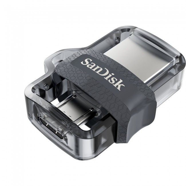 SanDisk Ultra Dual m3.0 USB flash drive 256 GB USB Type-A / Micro-USB 3.2 Gen 1 (3.1 Gen 1) Black, Silver, Transparent