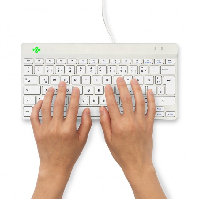 R-Go Tools Ergonomic keyboard R-Go Compact Break, compact keyboard with break software, QWERTZ (DE), wired, white R-Go Tools Ergonomic keyboard R-Go Compact Break, compact keyboard with break software, QWERTZ (DE), wired, white