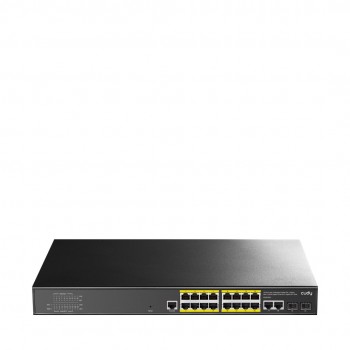 Cudy 16-Port Gigabit Managed PoE+ Switch with 2 Uplink GbE Ports and 2 SFP, GS2018PS2 1.0 L2/L3 Gigabit Ethernet (10/100/1000) Power over Ethernet (PoE) 1U Black