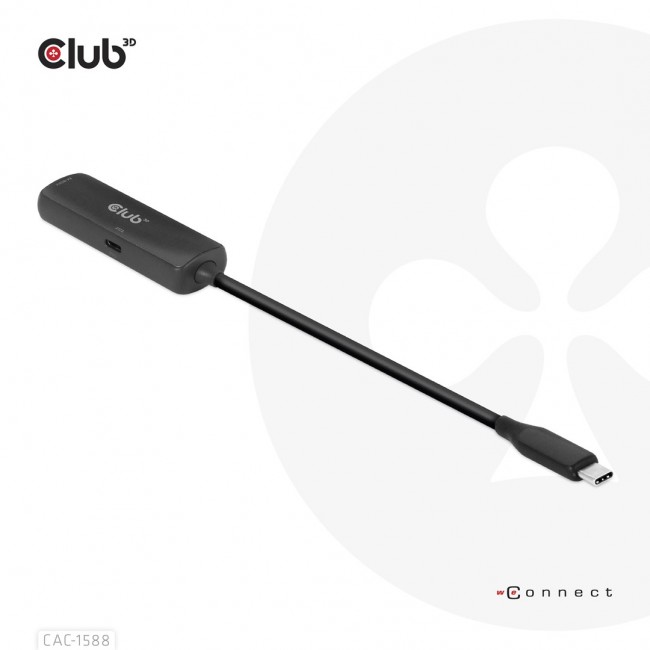 CLUB3D USB Gen2 Type-C to HDMI 8K60Hz or 4K120Hz HDR10+ with DSC1.2 with Power Delivery 3.0 Active Adapter M/F