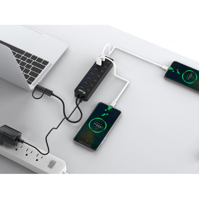 Equip 7-Port USB 3.2 Gen 1 Hub with Power Adapter