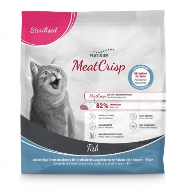 PLATINUM MeatCrisp Sterilised Fish - dry cat food - 400g