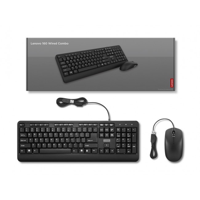 Lenovo 160 keyboard Mouse included Home/Office USB US English Black Lenovo 160 keyboard Mouse included Home/Office USB US English Black