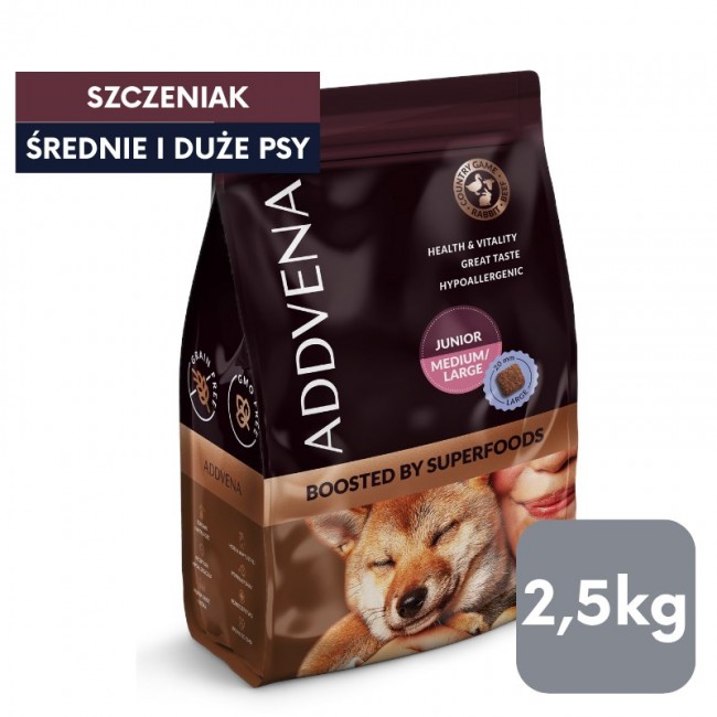 ADDVENA Boosted by superfoods Junior Medium/Large Beef - dry dog food - 2,5kg ADDVENA Boosted by superfoods Junior Medium/Large Beef - dry dog food - 2,5kg