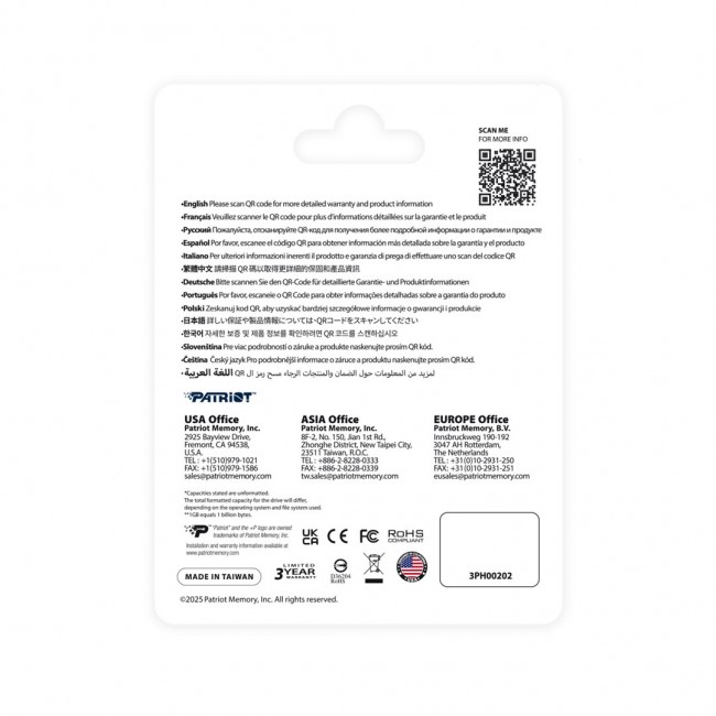 Patriot FLASHDRIVE Tab T560 256GB Dual USB 120MBs