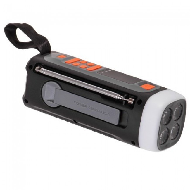 Adler AD 1920 Emergency radio Solar panel / Crank / Powerbank 4500 mAh Black