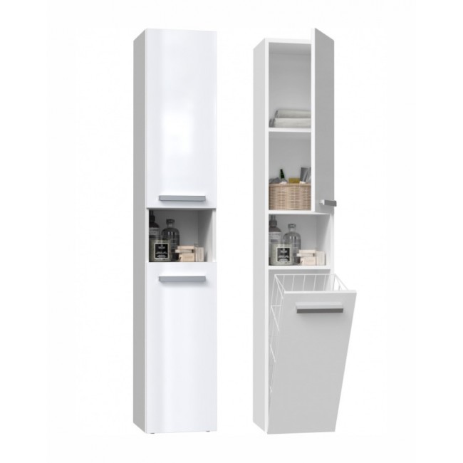 Bathroom cabinet NEL III 31x30x174 cm, white, glossy