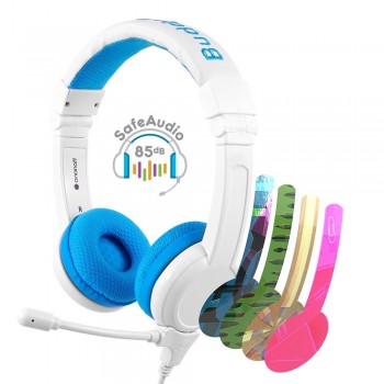 Children's headphones 3+ 85dB with microphone School+ blue